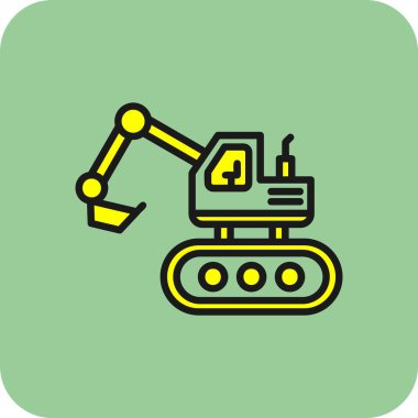 Escavator web simgesi, vektör illüstrasyonu