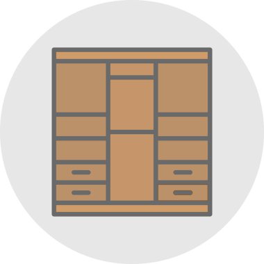 Bir ahşap kabine simgesinin vektör çizimi