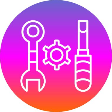 Renkli tornavida simgesi beyaz arkaplanda izole edildi. Servis aracı sembolü. Kademeli rastgele dinamik şekiller. Vektör İllüstrasyonu