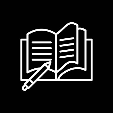 düz Not Defteri ve kalem ikonu vektör çizimi