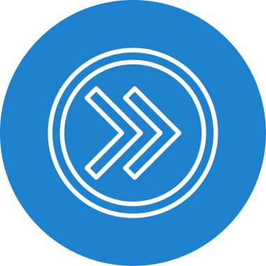 Yön ok simgesi mavi arkaplanda izole edildi.