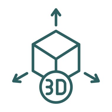 3D renkli çizgi simgesi modelleme. 3 boyutlu modellik konsepti. İzole vektör çizimi. Mobil, web, uygulama için resim çizelgesi.