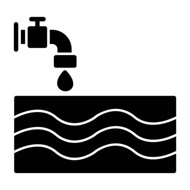 Dalgalı musluk ve su damlası vektörü