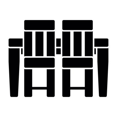 Yemek masası ve sandalyeler simgesi, vektör illüstrasyonu 