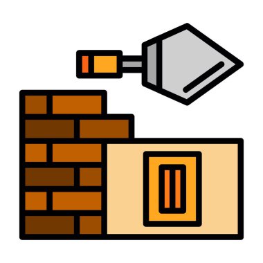 İnşaat konsepti tasarımı, duvar vektörü illüstrasyonunun alçılanması 10 gramlık