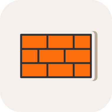 Basit tuğla duvar simgesi, vektör illüstrasyonu