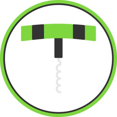 Tirbuşon yassı simgesi, vektör illüstrasyonu 