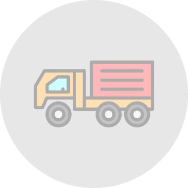 dağıtım kamyonu düz simgesi, vektör çizimi