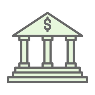 Banka binası ikonu. düz tasarım illüstrasyon. 