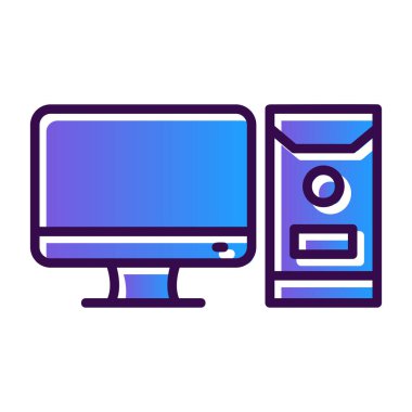 bilgisayar vektörü düz renk simgesi  