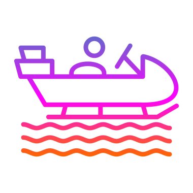 Tekne ikonu vektör ince çizgi tarzı. renk izole resimleme.