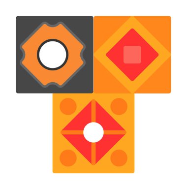 Vektör illüstrasyonu, turuncu ve beyaz çizgi film yuvarlak simgesi