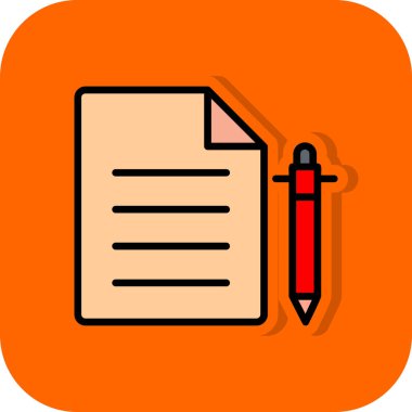 belge ve kalem. Web simgesi basit illüstrasyon