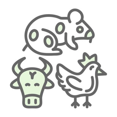 çiftlik hayvanları ikon vektör çizimi tasarımı