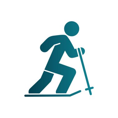 Basit düz kayakçı simgesi vektör çizimi