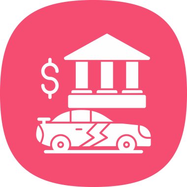 Banka binası vektör simgesi. biçim kırmızı ve mavi renkli iki renkli düz simge, yuvarlak açılar, beyaz arkaplan