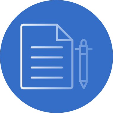 belge ve kalem. Web yuvarlak simgesi basit illüstrasyon