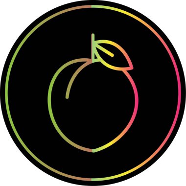 Şeftali simgesi vektör çizimi düz tasarım