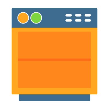 Mutfak ve ev ikonu, bulaşıkçı sembolü, modern illüstrasyon 