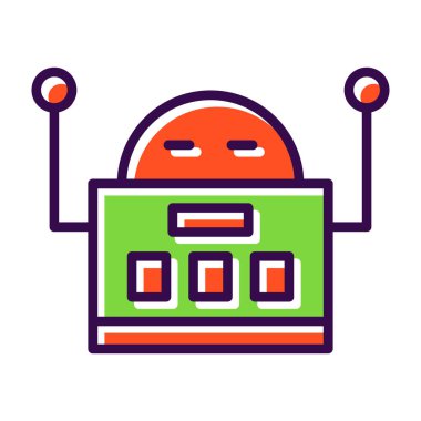 robot düz simgesi, vektör illüstrasyonu