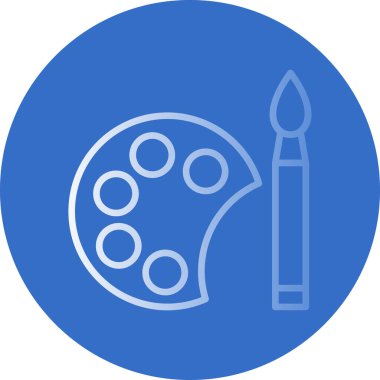 palet ve boya ile fırça, düz tasarım tarzı.