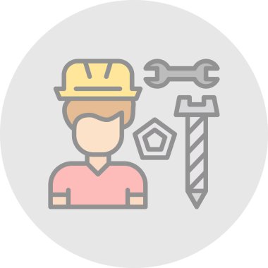 işçi simgesi, vektör illüstrasyonu