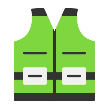 Yüksek görünürlüklü yelek düz web simgesi basit illüstrasyon 