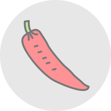 Sıcak Biber Vektörü Düz Simgesi, vektör illüstrasyonu 