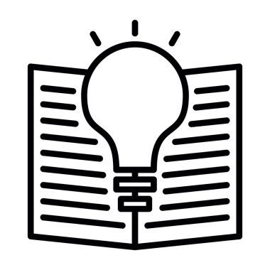 Kitap ikonlu ampul. Ağ için ampul vektör simgesinin özet çizimi