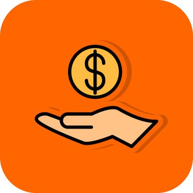 Dolar işareti simgesi olan el, vektör illüstrasyonu