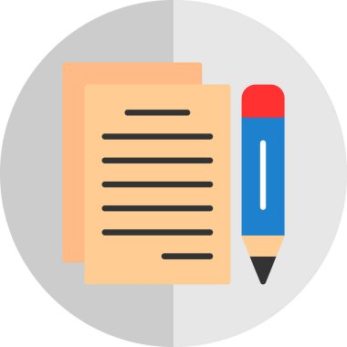 belge ve kalem. Web simgesi basit illüstrasyon