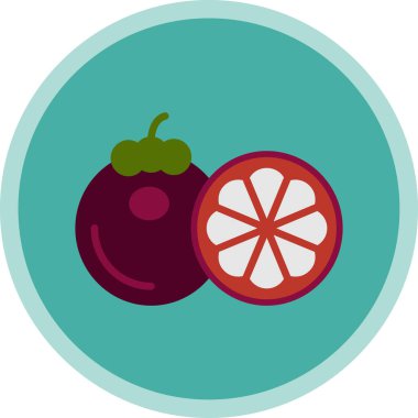 Mangosteen meyve simgesi, vektör illüstrasyonu 