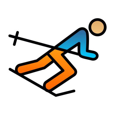 Basit düz kayakçı simgesi vektör çizimi