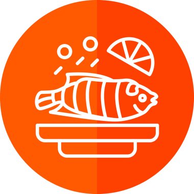 Buğulanmış balık simgesi, vektör illüstrasyonu 