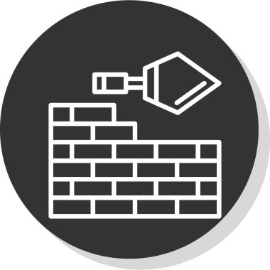 inşaat tuğlaları ve masonluk mala aracı düz simge, vektör illüstrasyonu