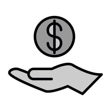 Dolar işareti simgesi olan bozuk para doları. vektör illüstrasyonu