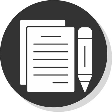 belge ve kalem. Web simgesi basit illüstrasyon