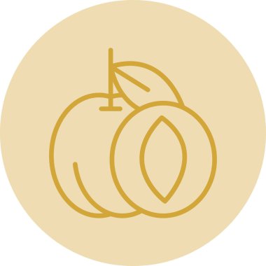 Kayısı meyve simgesinin vektör illüstrasyonu. 