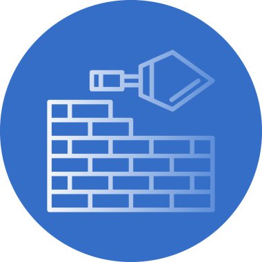 inşaat tuğlaları ve masonluk mala aracı düz simge, vektör illüstrasyonu