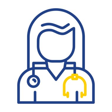 Kadın doktor çizgisi simgesi, vektör illüstrasyonu  