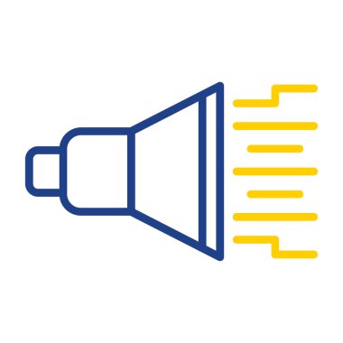 Beyaz arkaplan vektör illüstrasyonunda sarı megafon