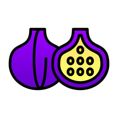 İncir düz simgesi, vektör illüstrasyonu