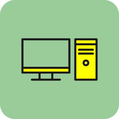 pc bilgisayar simgesinin vektör illüstrasyonu 