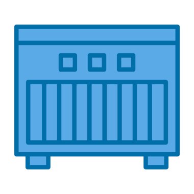 Isıtıcı vektör simgesi. bicolor düz sembol, kobalt ve cyan renkler, yuvarlak açılar, beyaz arkaplan