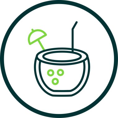 Hindistan cevizi içeceği. Web simgesi vektör illüstrasyonu