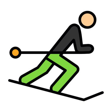  düz kayak ikonu vektör çizimi tasarımı
