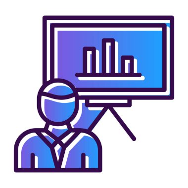 Bir sunum simgesinin vektör illüstrasyonu 