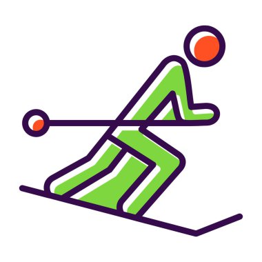  düz kayak ikonu vektör çizimi tasarımı