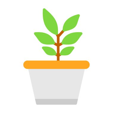 Saksı bitkisi. Web simgesi basit illüstrasyon