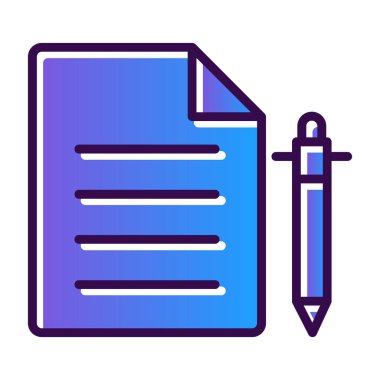 belge ve kalem. Web simgesi basit illüstrasyon